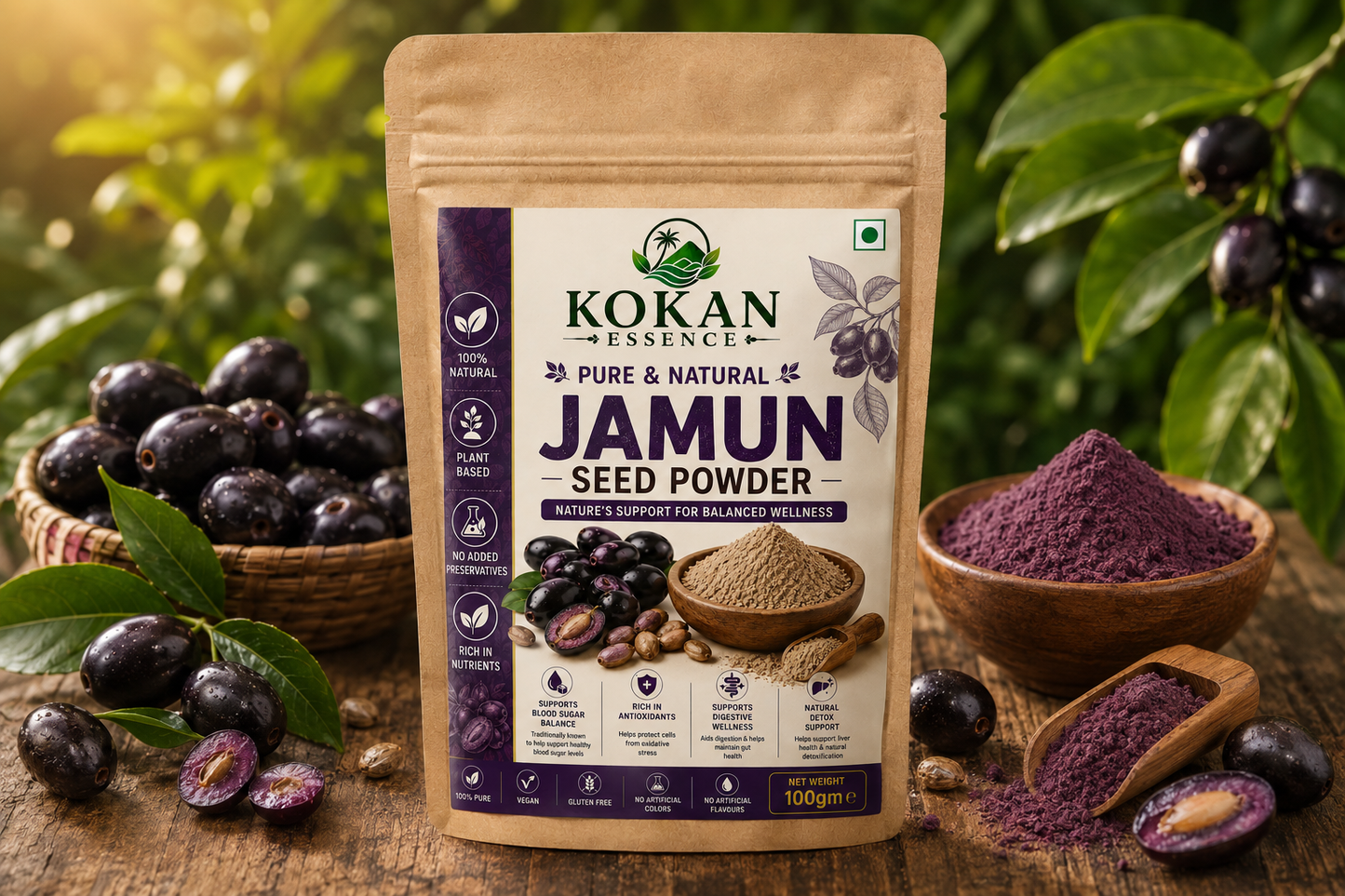Jamun Seed Powder 100g | 100% Pure & Natural | Kokan Essence