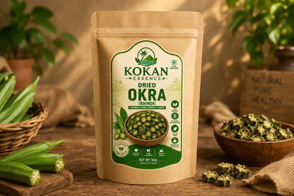 Kokan Essence Dried Okra (Bhindi) 50g | Natural Dehydrated Okra
